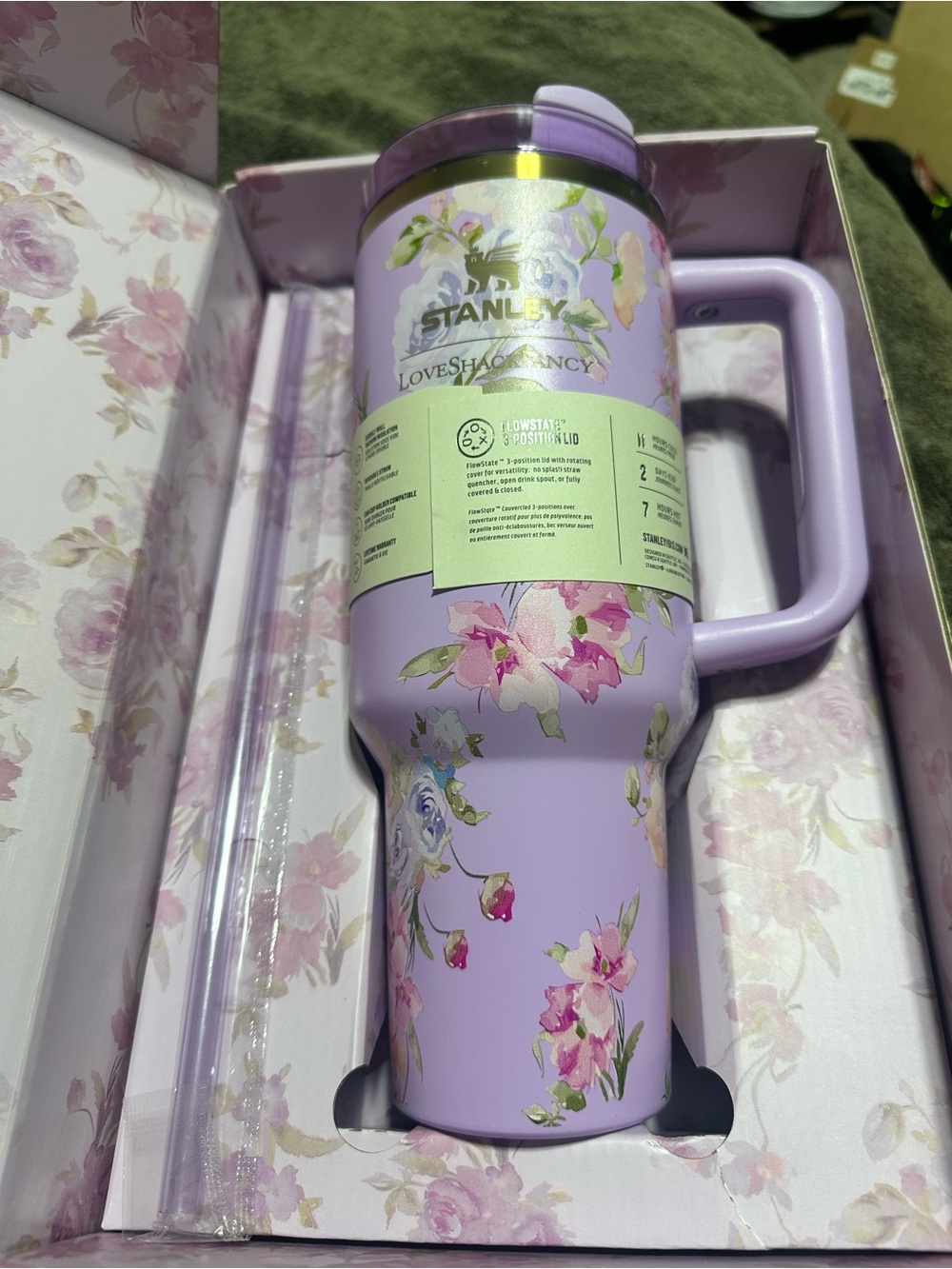 Stanley x Love Shack Fancy 40oz H2.0 Happy Thoughts Quencher Purple Tumbler